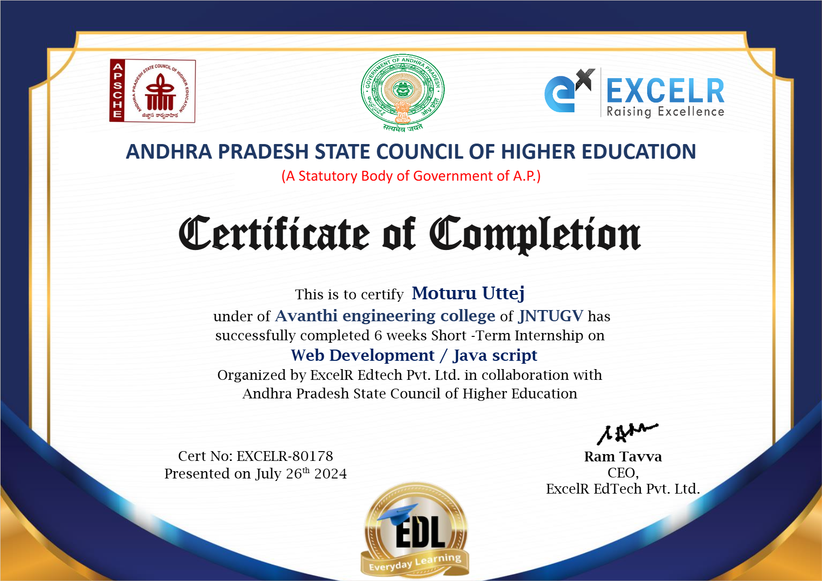 ExcelR Certificate